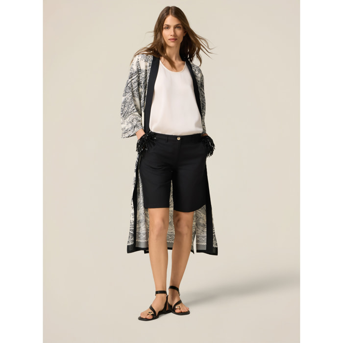 Oltre - Bermuda misto cotone - Nero