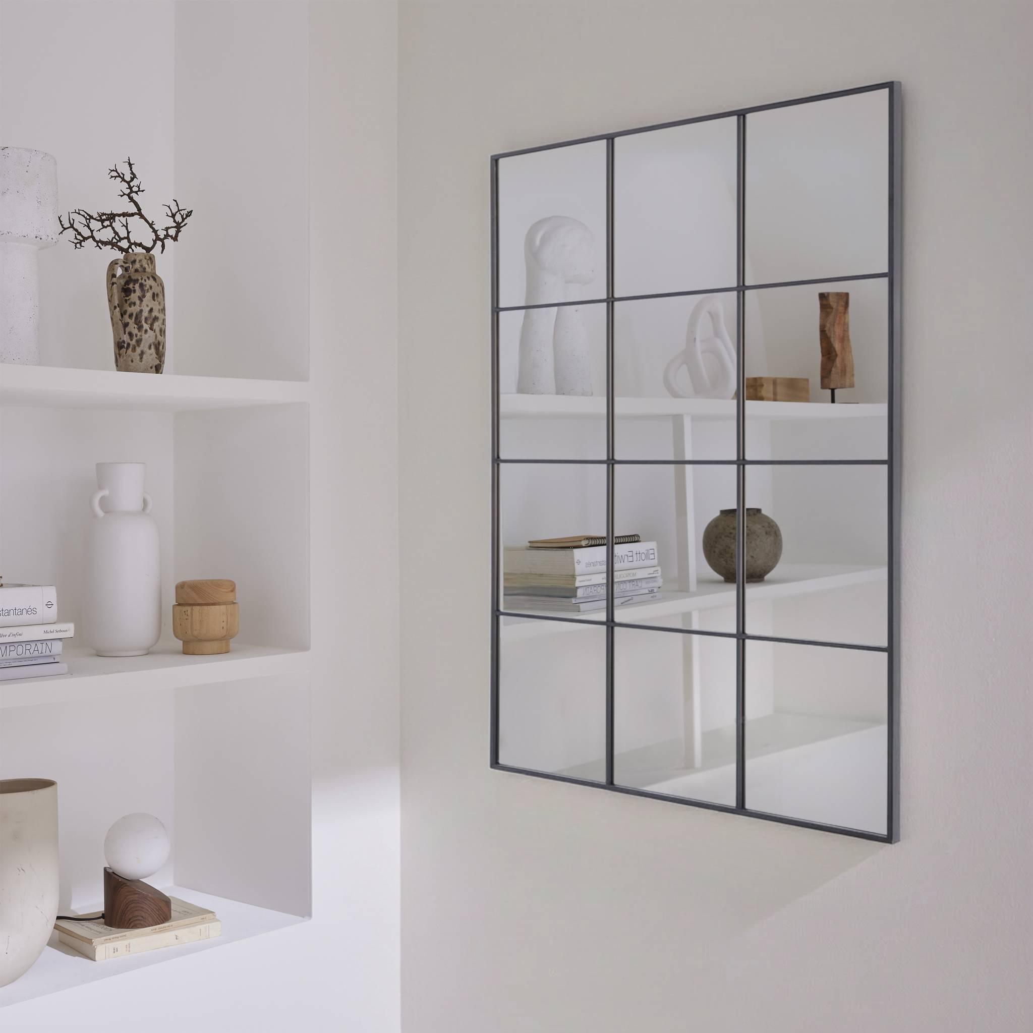 Miroir rectangulaire industriel acier noir - 80 x 120 x 2.5 cm - Terry