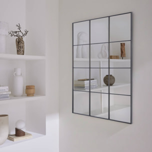 Miroir rectangulaire industriel acier noir - 80 x 120 x 2.5 cm - Terry