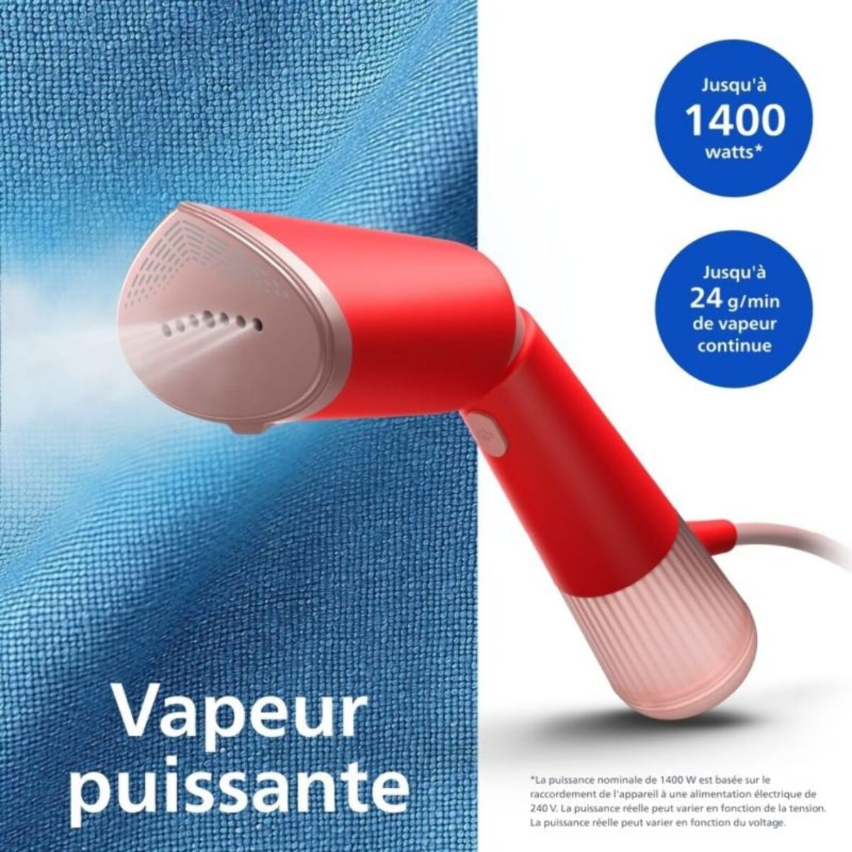 Défroisseur vapeur PHILIPS STH5020/40 Steamer Série 5000 Corail, 35 sec*, 1300W