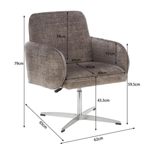 Chaise avec accoudoirs pivotante Tabea grise Kare Design