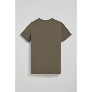 Maglietta Apolo tinta in capo verde militare con logo Polo Club vellutato