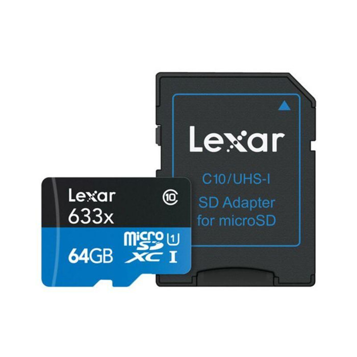 Carte Micro SD LEXAR 64 Go High-Performance 633X + adaptateur
