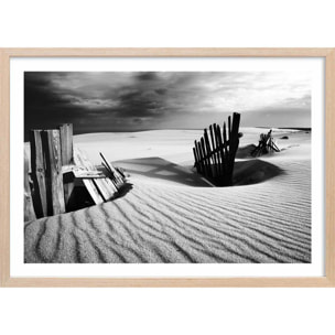 Poster dunes Affiche + cadre en bois - Chêne