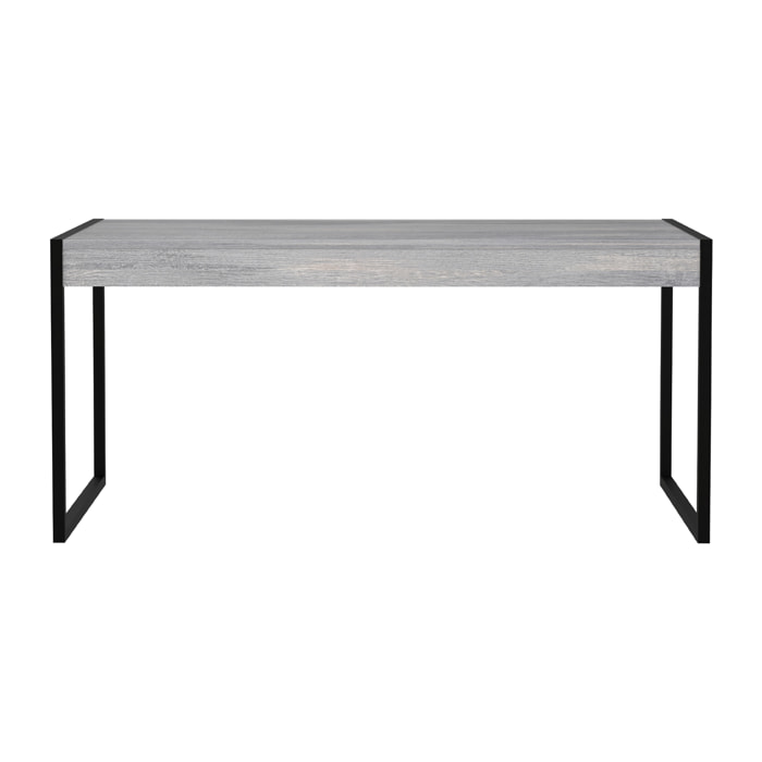 Mesa fija GOLDEN - 2 cajones laterales - gris y negro mate - 166x90x76cm