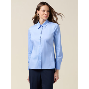 Oltre - Camicia basic in popeline - Azzurro