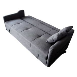 Canapé convertible avec coffre en tissu gris foncé 3 places BAKAR