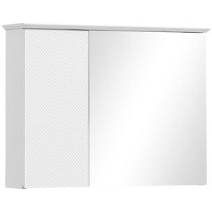 Armoire murale miroir salle de bain design contemporain 2 portes étagères dim. 65L x 15l x 49H cm blanc