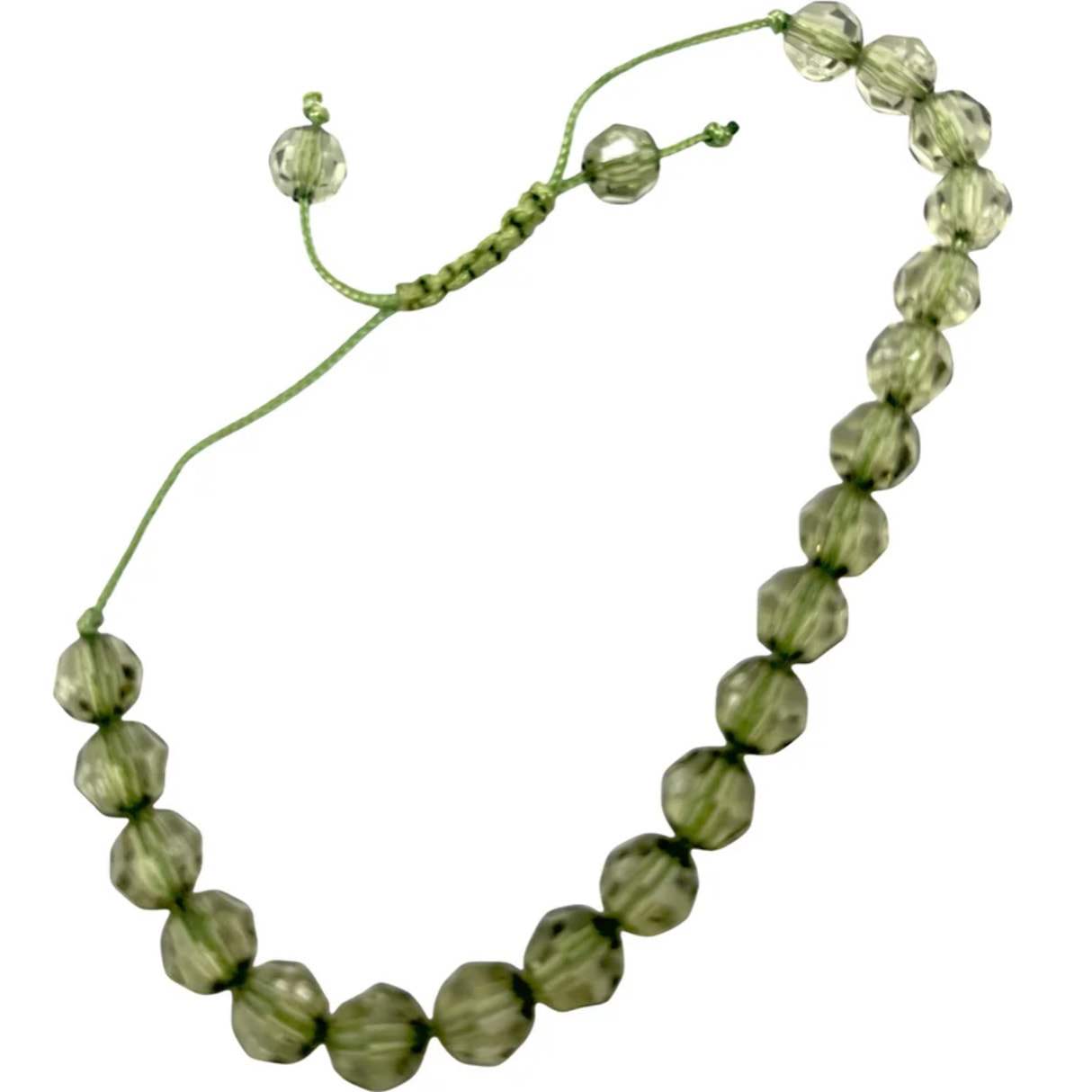Conjunto collar y pulsera bolas facetadas en verde. Ajustable