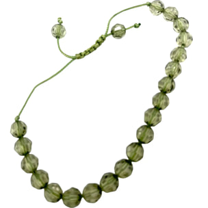 Conjunto collar y pulsera bolas facetadas en verde. Ajustable