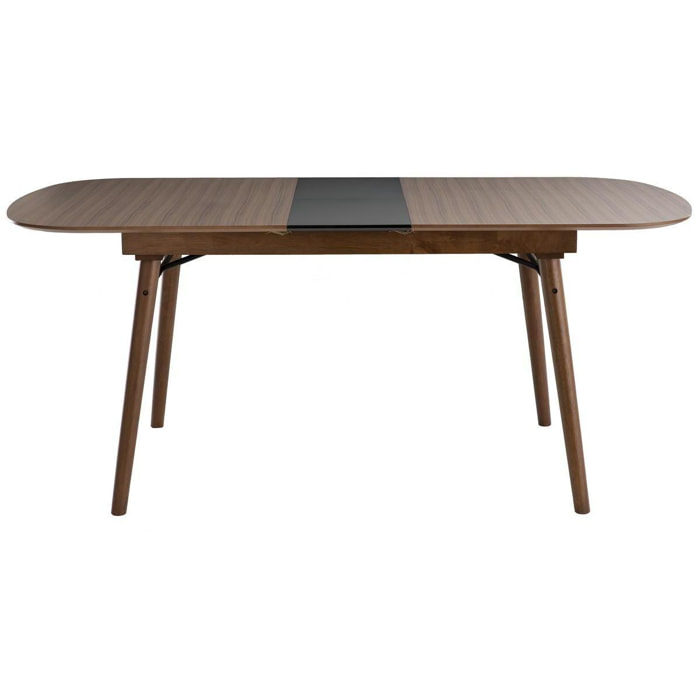 Table extensible rallonges intégrées rectangulaire en bois foncé noyer L150-180 cm SHELDON