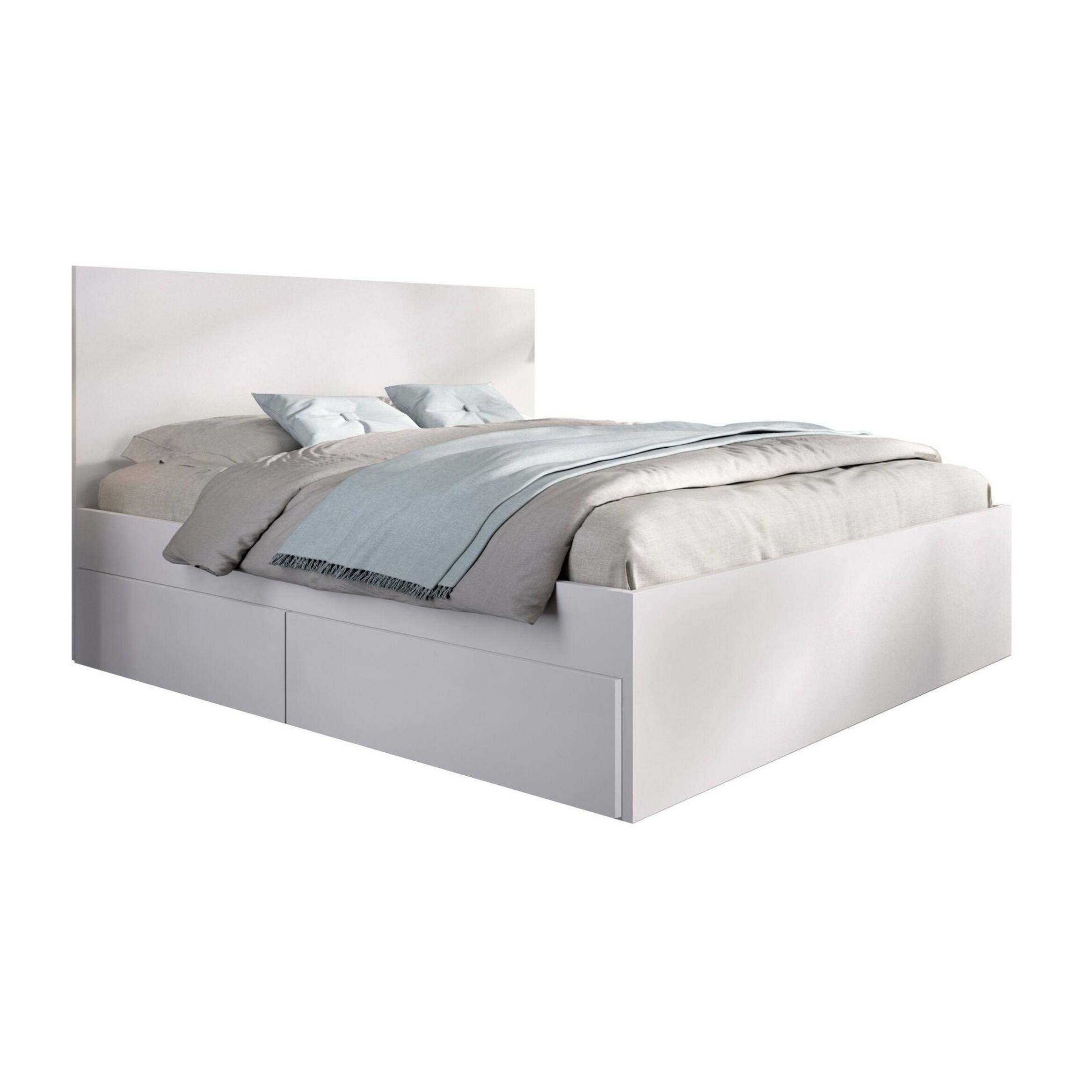 Letto matrimoniale Ignacio, Sommier per camera da letto, Giroletto per stanza, Struttura porta materasso, 169x205 h100 cm, Bianco