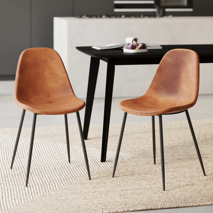 Lot de 2 chaises en cuir synthétique camel - Henrik
