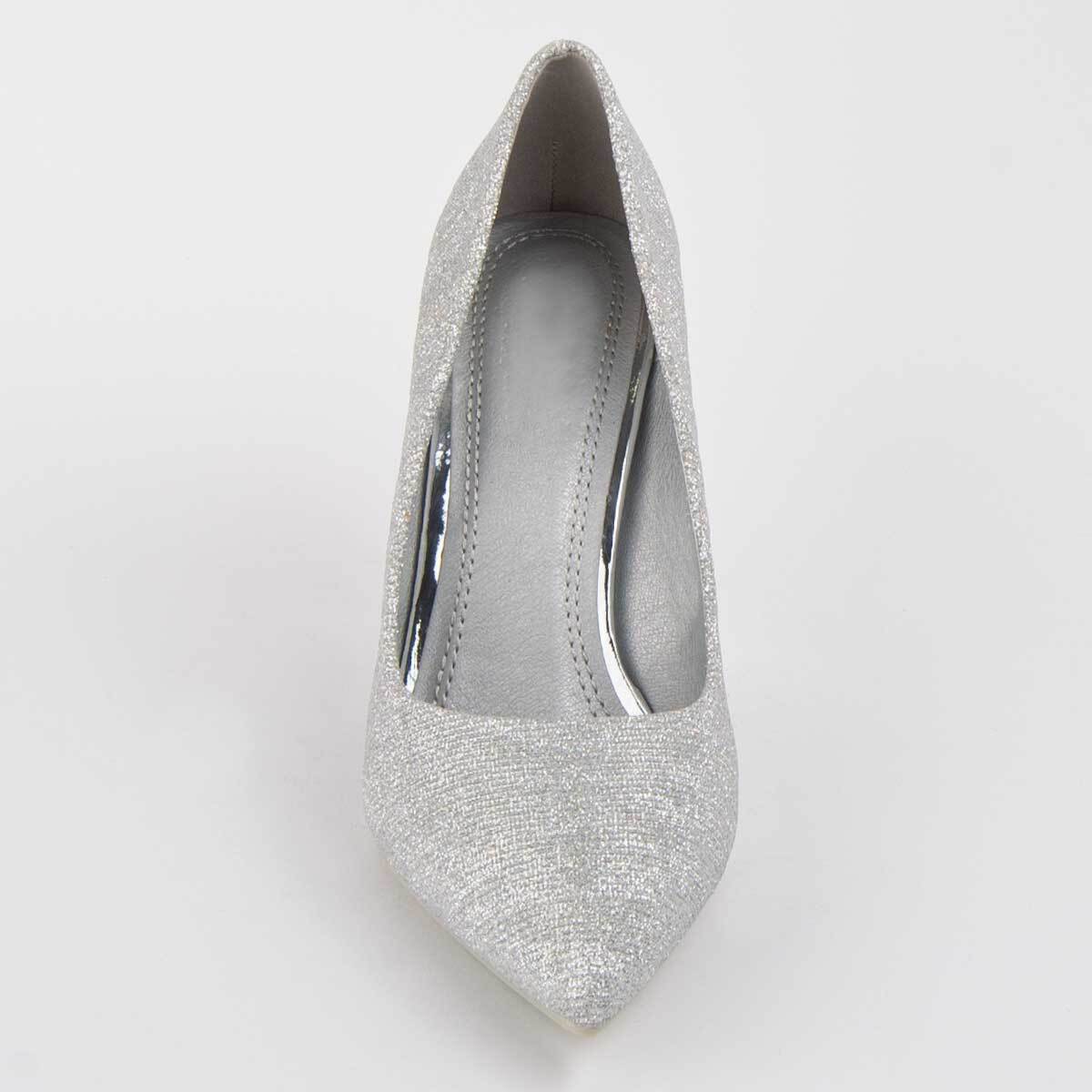 Zapato De Tacón - Plateado - Altura: 10 Cm