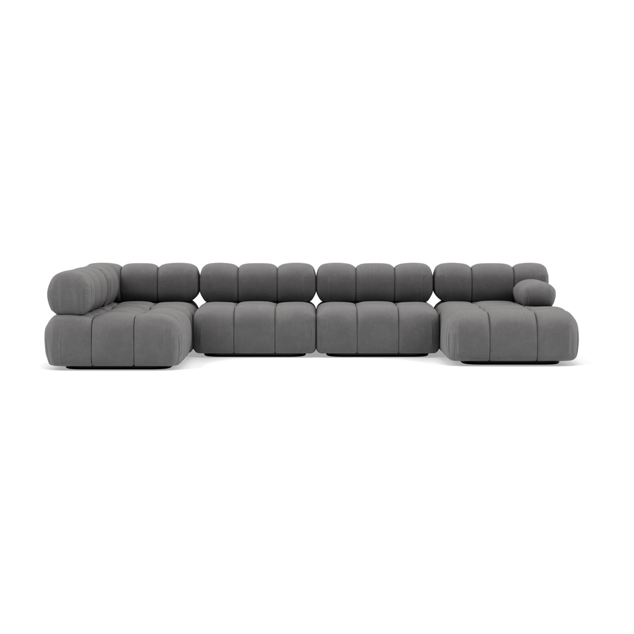 Ruby - canapé panoramique modulable d'angle gauche 7 places en velours texturé - Gris