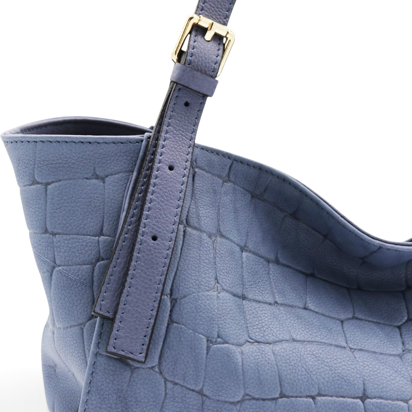 Borsa a Spalla Cheval Firenze Sarin Croc Blu Pervinca