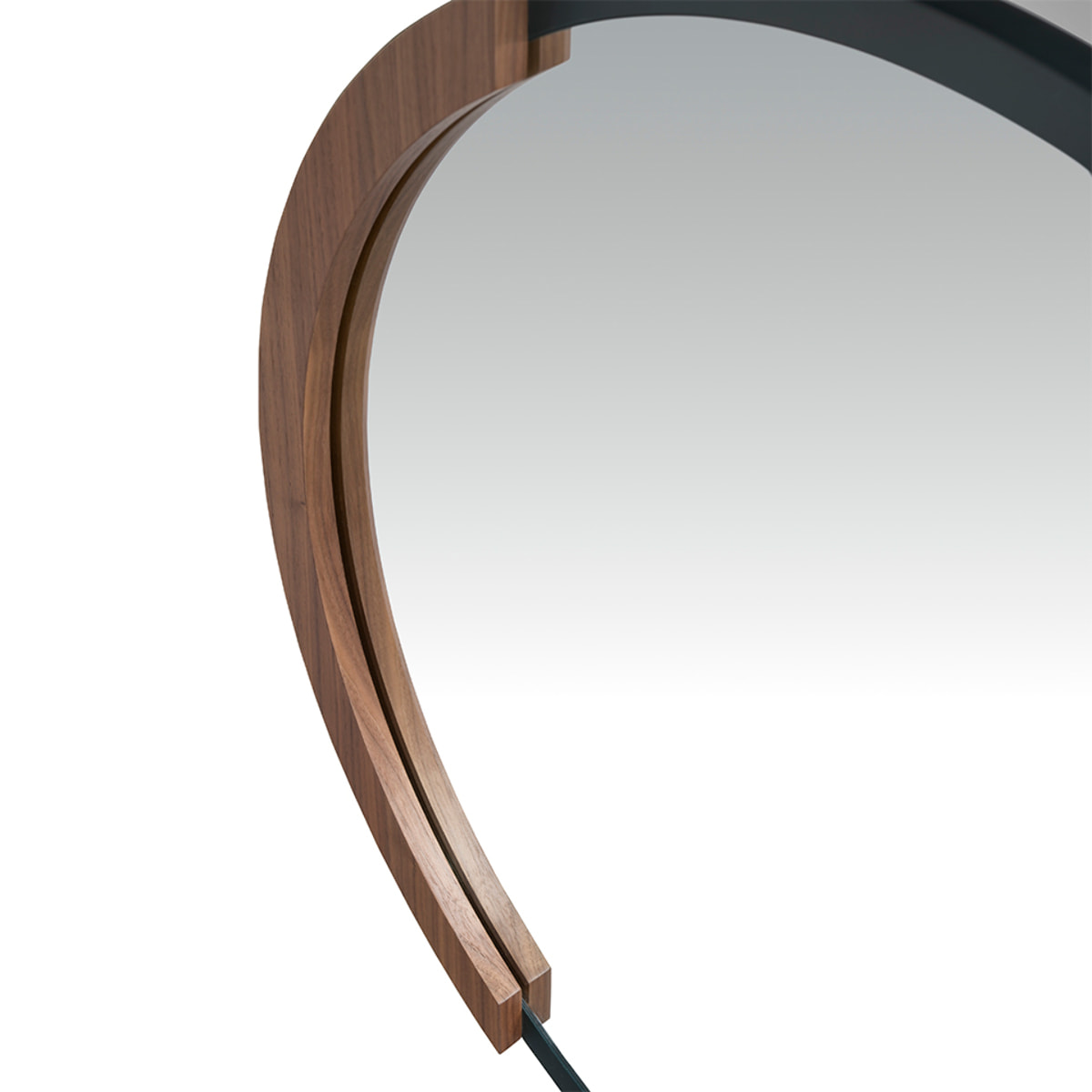 Espejo pared redondo con marco de acero inoxidable en negro 80x80x4cm