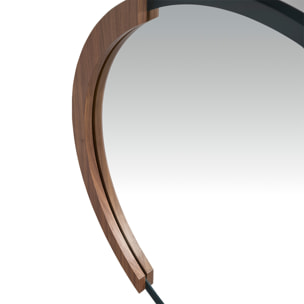 Espejo pared redondo con marco de acero inoxidable en negro 80x80x4cm