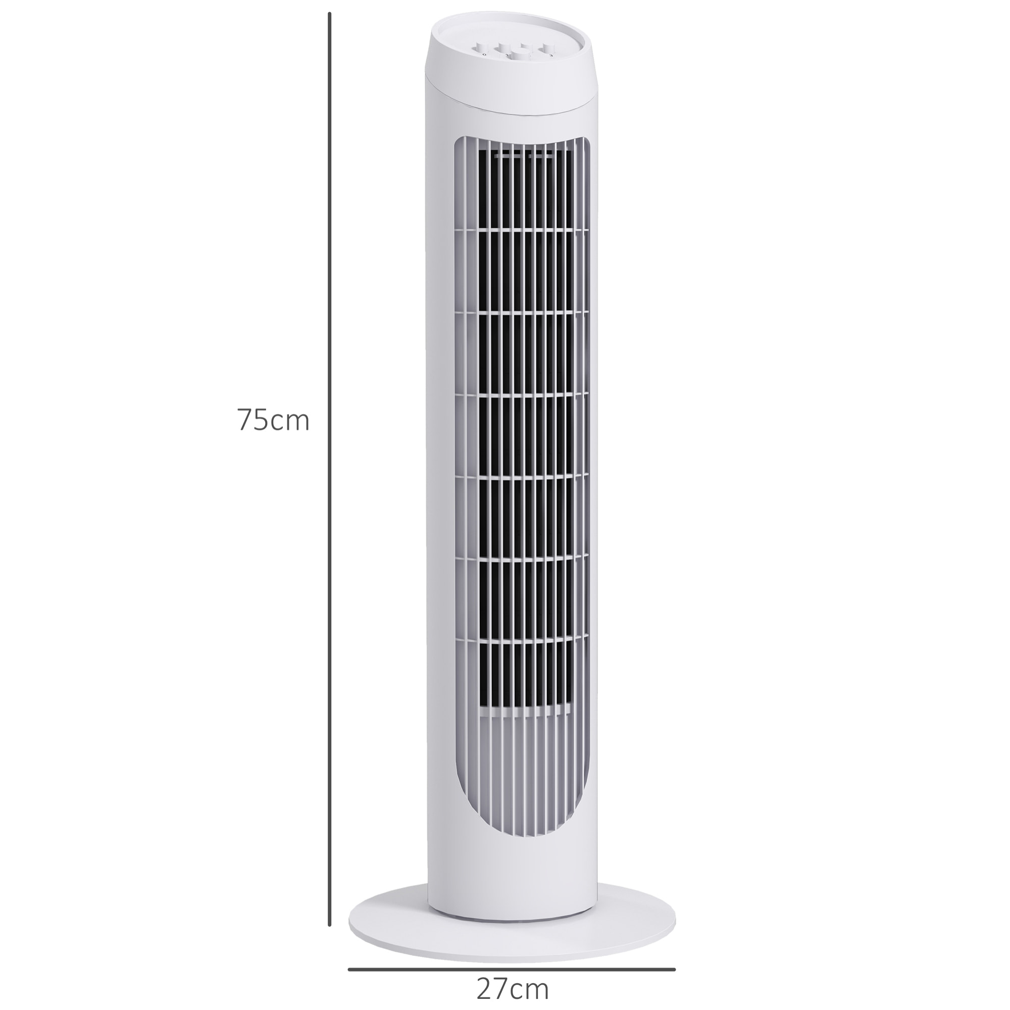 Ventilador de Torre 45W Ventilador Vertical Silencioso con 3 Velocidades Oscilación 70° para Salón Dormitorio Oficina Ø27x75 cm Blanco