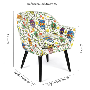 Poltrona Excelsa Calavera in poliestere e multistrato 70,5 x 65 x 83 multicolore