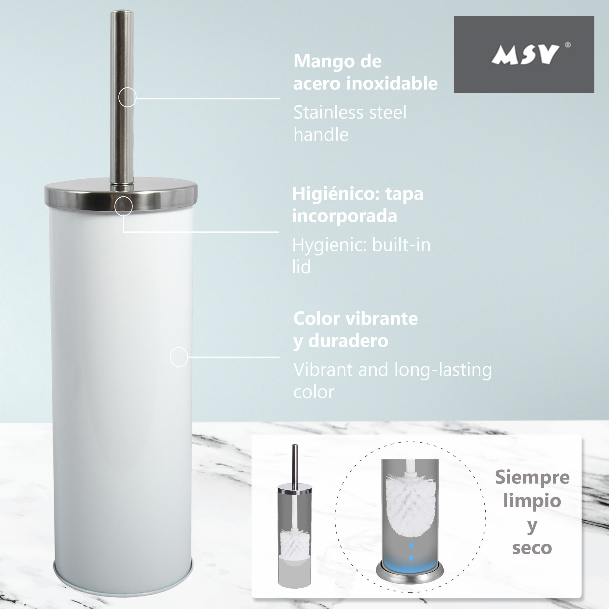 Escobilla de baño metal y acero inoxidable bl