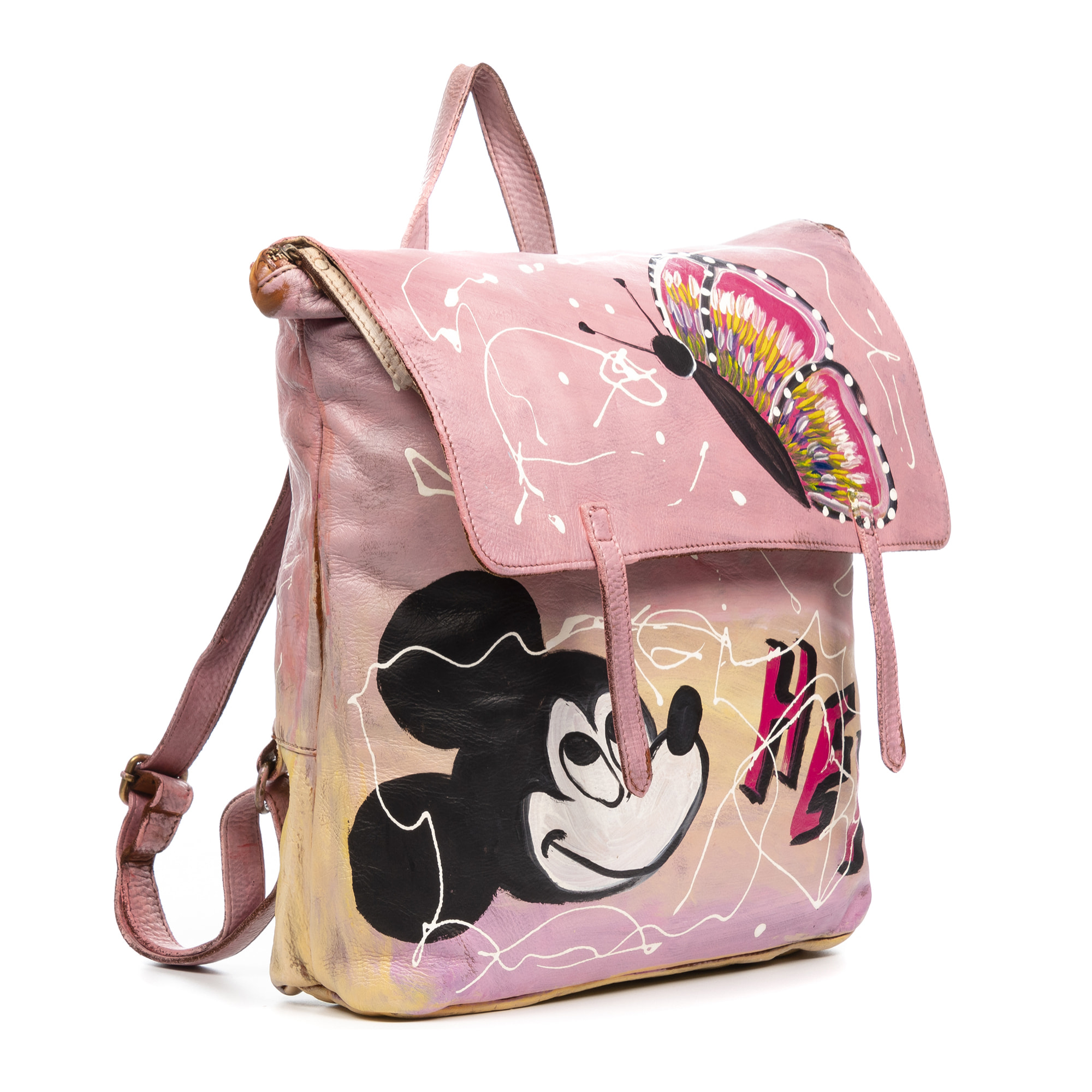 Antillo zaino donna. Pelle autentica finitura Sauvage dipinta a mano