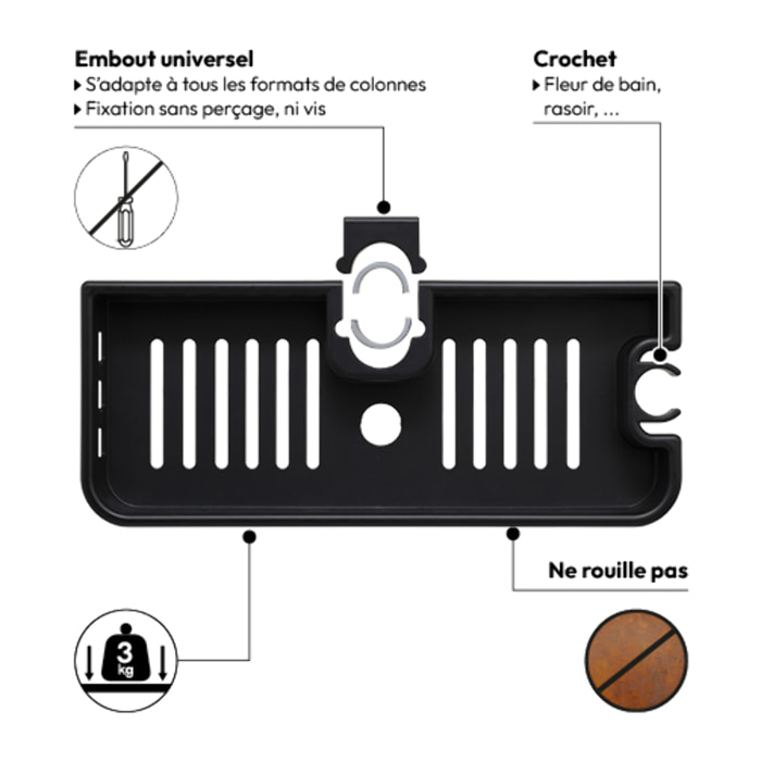 Étagère pour colonne de douche noir