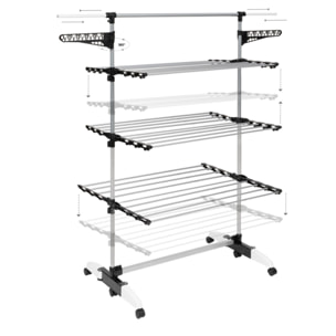 Séchoir Optima noir et blanc 3 niveaux - 30m d'étendage
