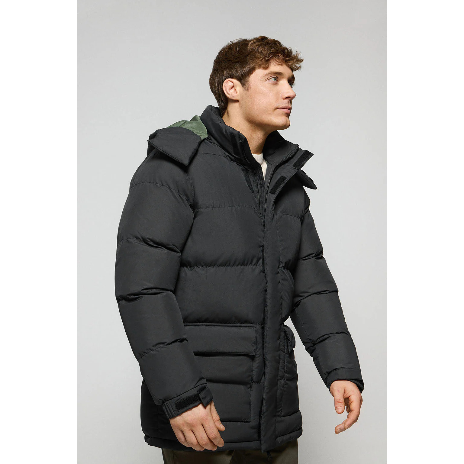 Chaqueta negra Midtown de capucha desmontable y detalles Polo Club