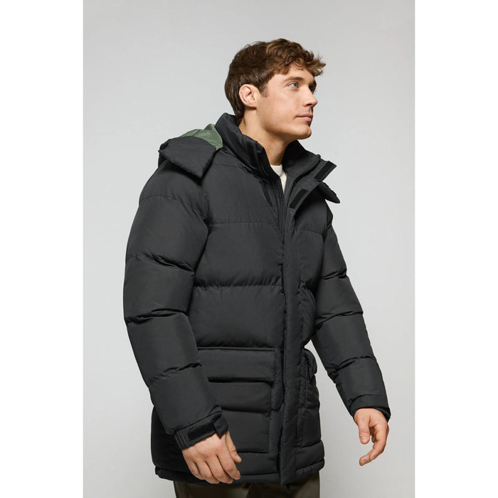 Chaqueta negra Midtown de capucha desmontable y detalles Polo Club