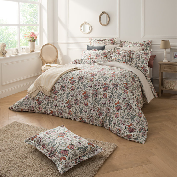 Housse de couette satin de coton imprimé multicolore Camille angora