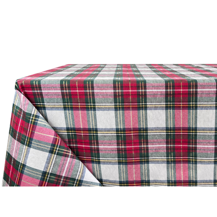 Tovaglia Natalizia in Misto Cotone Made in Italy Fantasia Edimburgo con filo Lurex