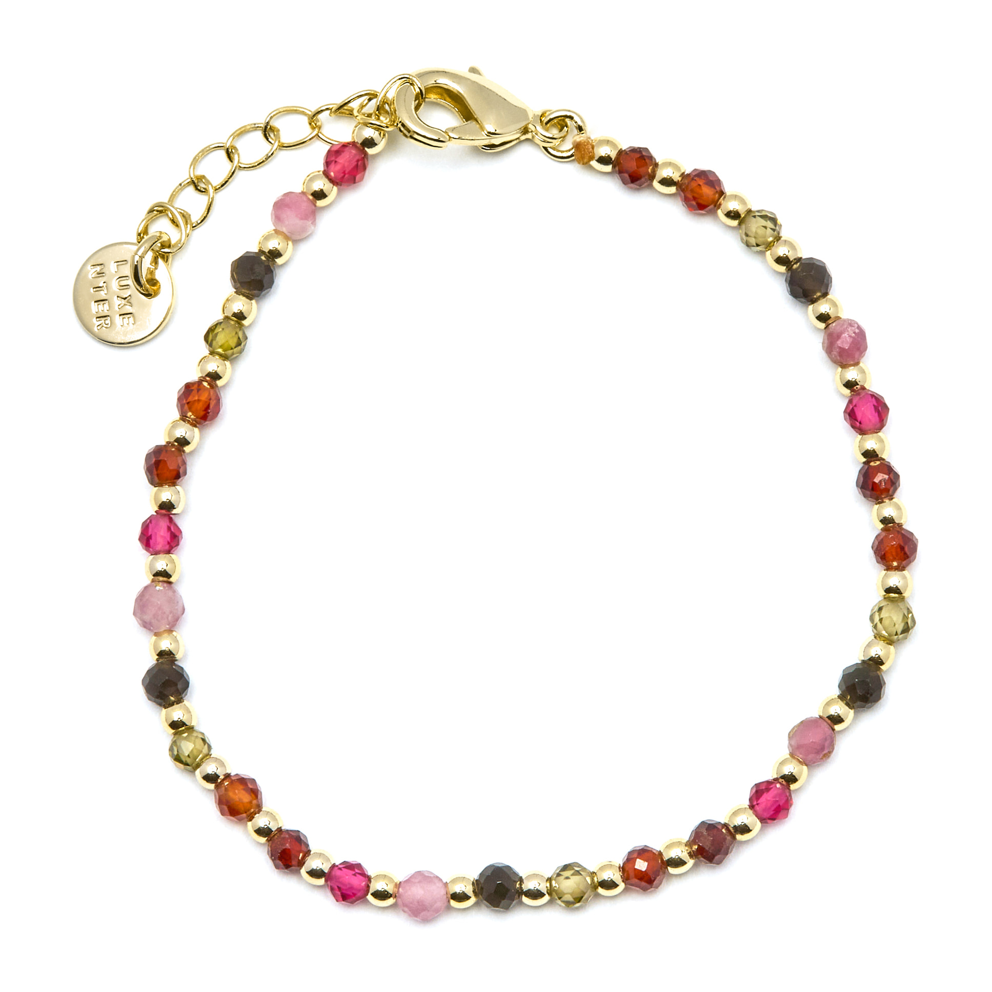 Pulsera de Cristal Multicolor acabada en oro amarillo de 18K