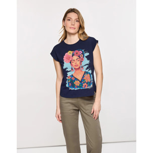 Camiseta Estampada Azul Marino - Freya