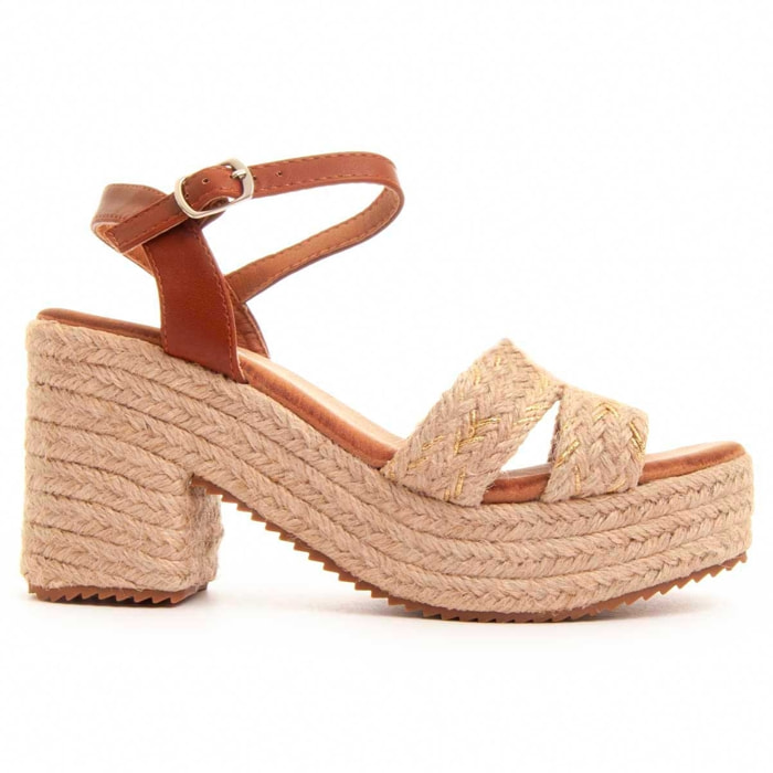 Sandalias de Cuña - Beige - Altura: 7 cm