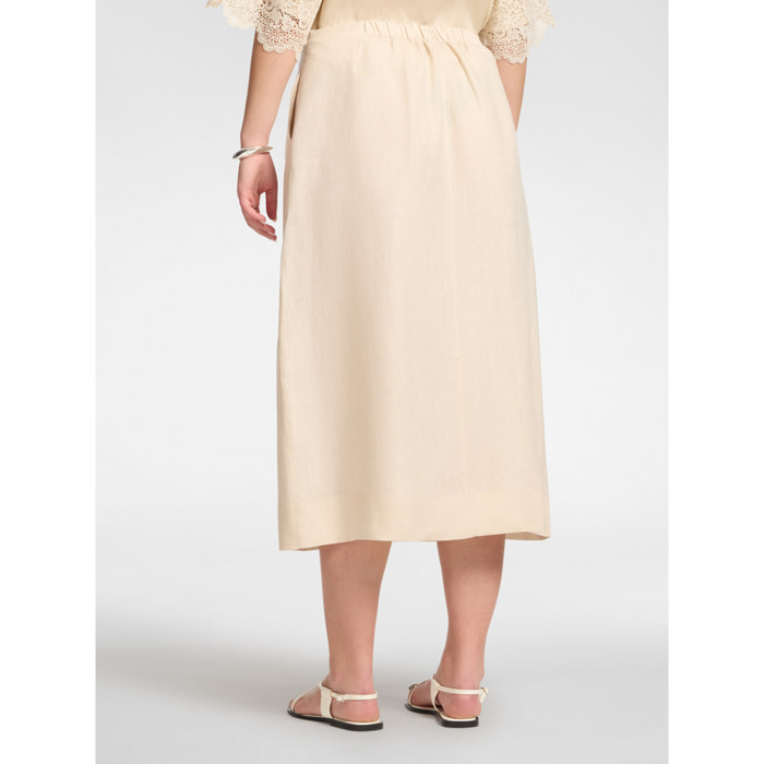 Elena Mirò - Falda en A de lino - Beige