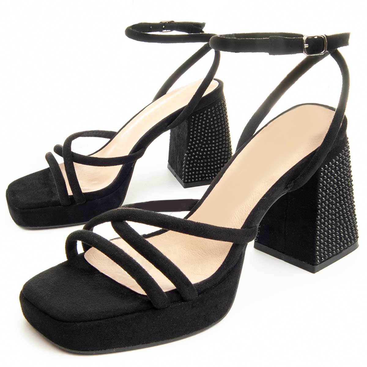 Sandalias de Tacón - Negro - Altura: 10 cm