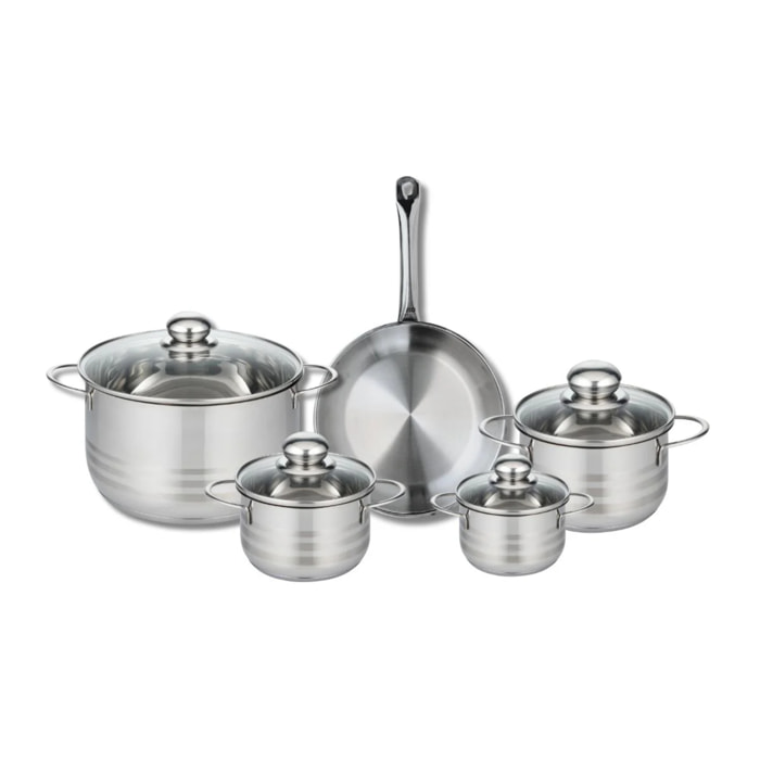 Ensemble de 1 Poêle de cuisson 24 cm et 4 faitouts 12, 14, 16 et 24 cm Elo Profi Brillant