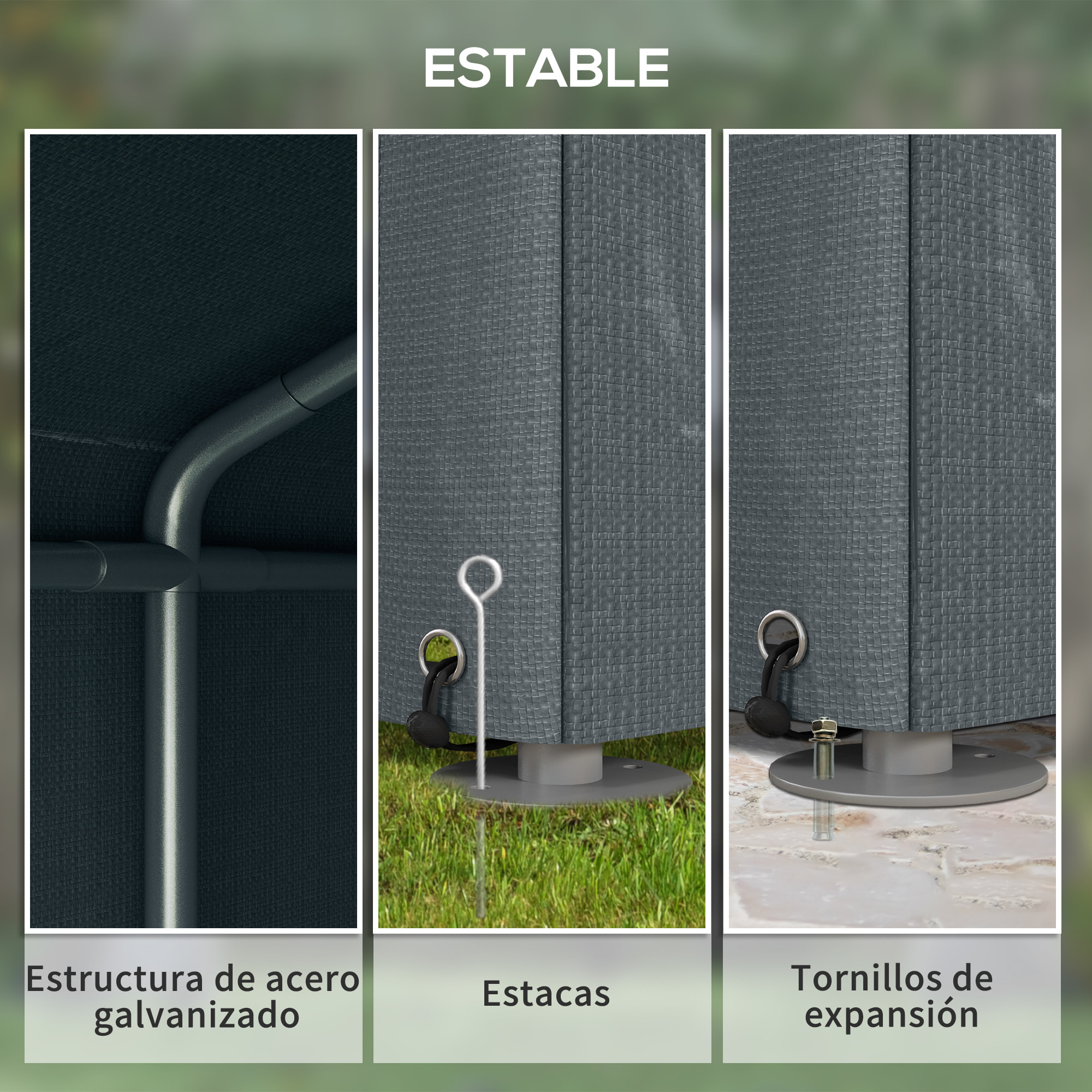 Carpa para Herramientas Bicicletas y Motos 1,6x2,2x1,7 m Garaje Portátil con 2 Habitaciones Puerta con Cremallera Impermeable Anti-UV Cochera Portátil para Jardín Gris Oscuro