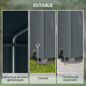 Carpa para Herramientas Bicicletas y Motos 1,6x2,2x1,7 m Garaje Portátil con 2 Habitaciones Puerta con Cremallera Impermeable Anti-UV Cochera Portátil para Jardín Gris Oscuro