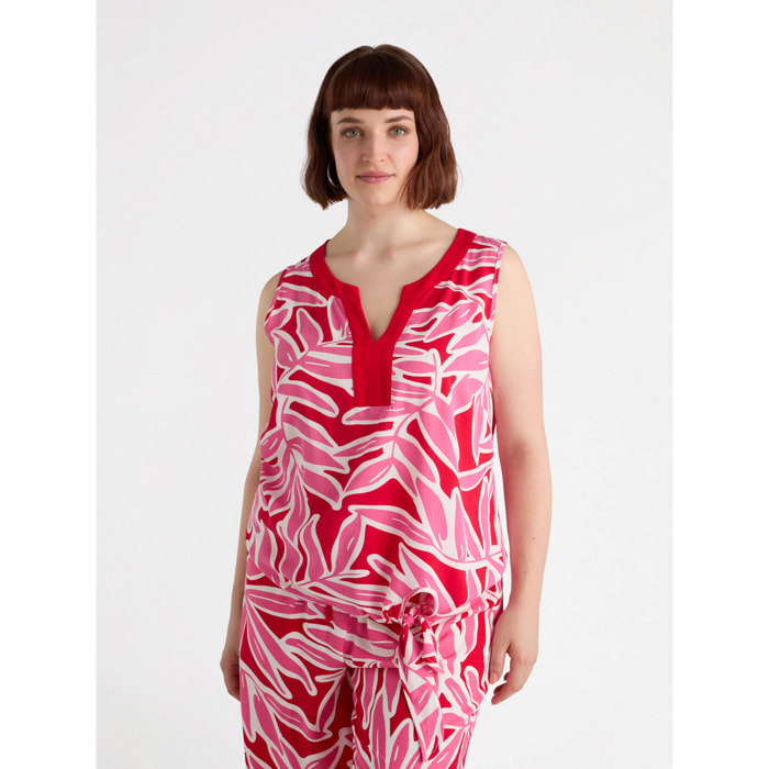 Fiorella Rubino - Top estampado de viscosa LENZING™ ECOVERO™ - Rojo