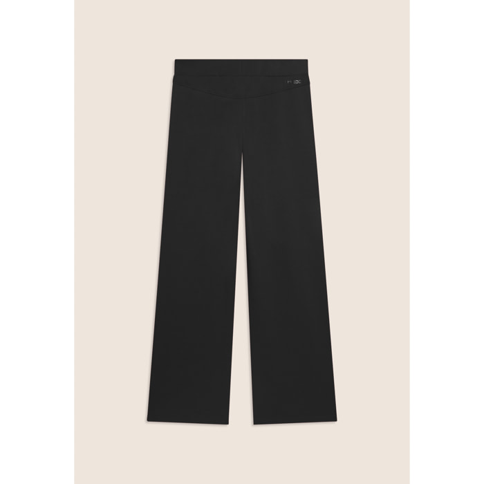 Pantaloni Sportivi con Gamba Wide Leg e Logo Ricamato