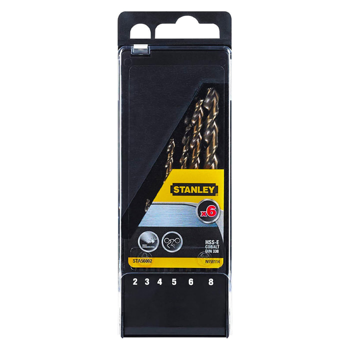 Stanley Cassette de 6 forets HSS-E Cobalt 2-8mm