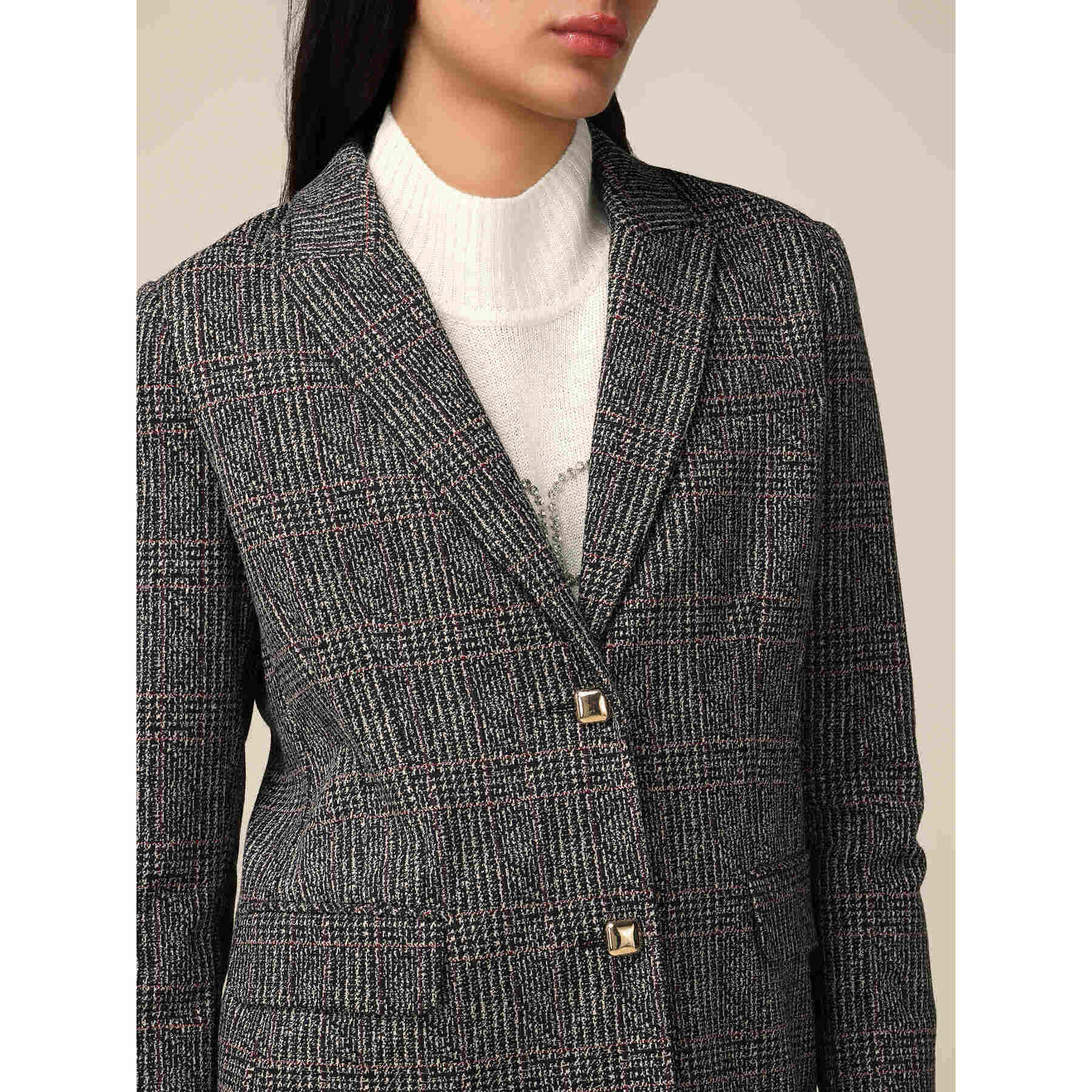 Oltre - Blazer in check fabric - Gris