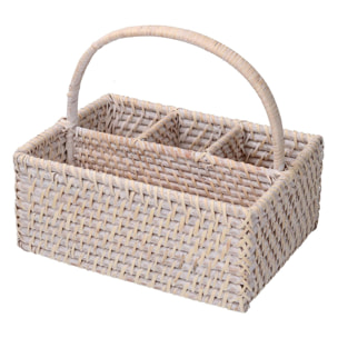 Portaposate in rattan algarve bianco rettangolare cm26x20h11/22