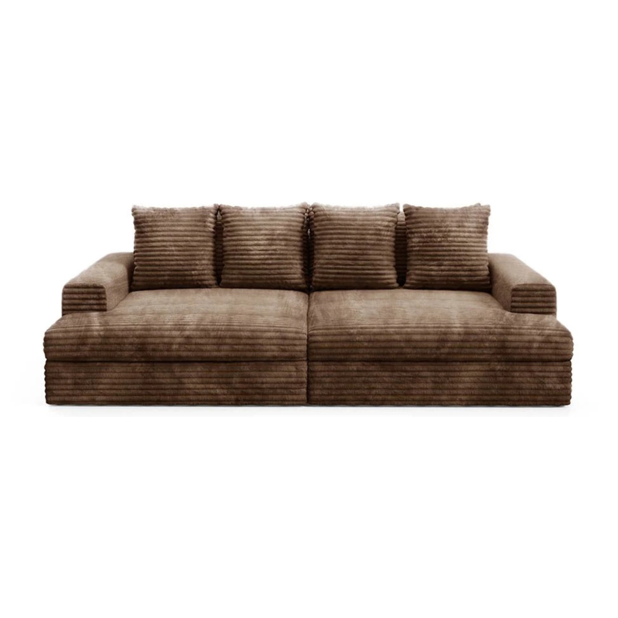CAMELIA - Canapé 3 places en velours côtelé épais marron