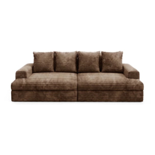 CAMELIA - Canapé 3 places en velours côtelé épais marron