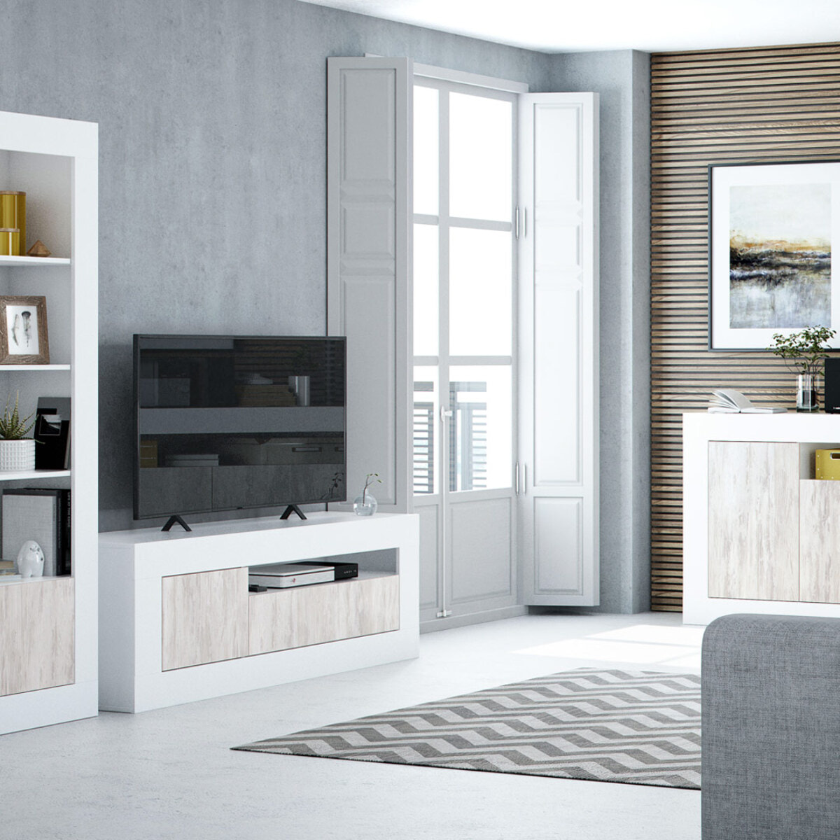 Mueble Tv 3 Puertas 53x139x42 Cm Blanco Artik