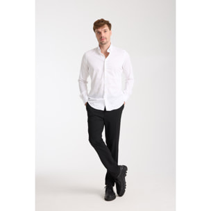 camicia uomo 1 bottone button down slim Satin Unito Bianco