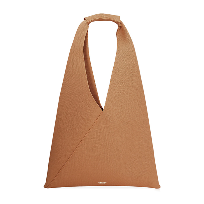Borsa a spalla donna marrone in tessuto